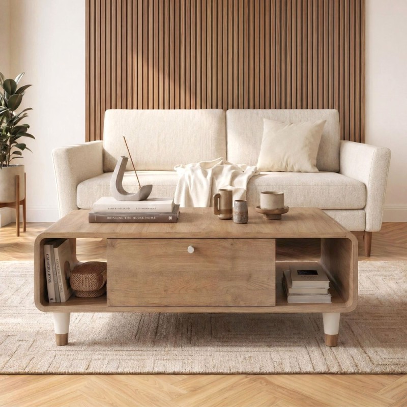 Doro Megapap melamine coffee table in sepet oak color 100x60x34.6cm.