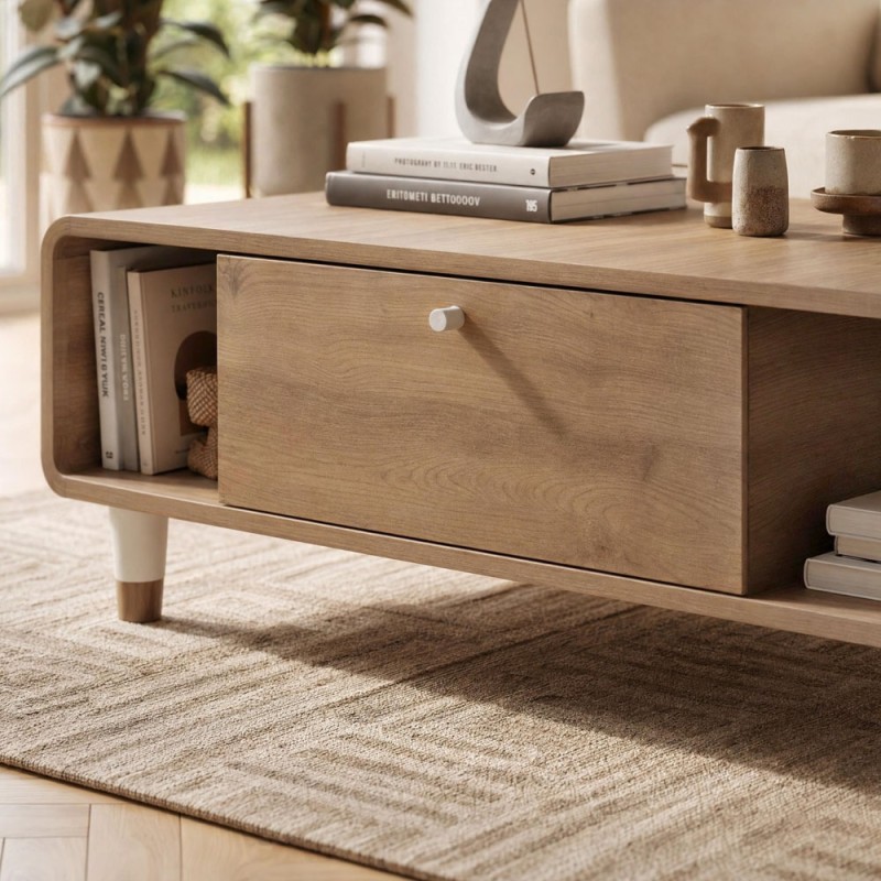 Doro Megapap melamine coffee table in sepet oak color 100x60x34.6cm.