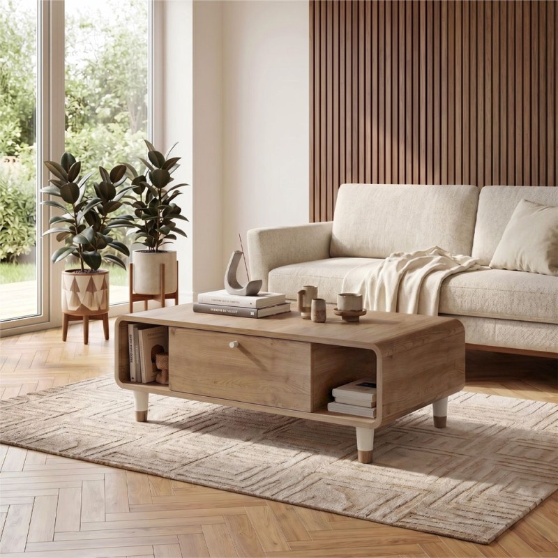 Doro Megapap melamine coffee table in sepet oak color 100x60x34.6cm.