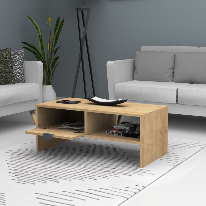 Galaxy Megapap melamine coffee table in oak color 100x50x42cm.