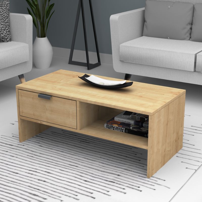 Galaxy Megapap melamine coffee table in oak color 100x50x42cm.