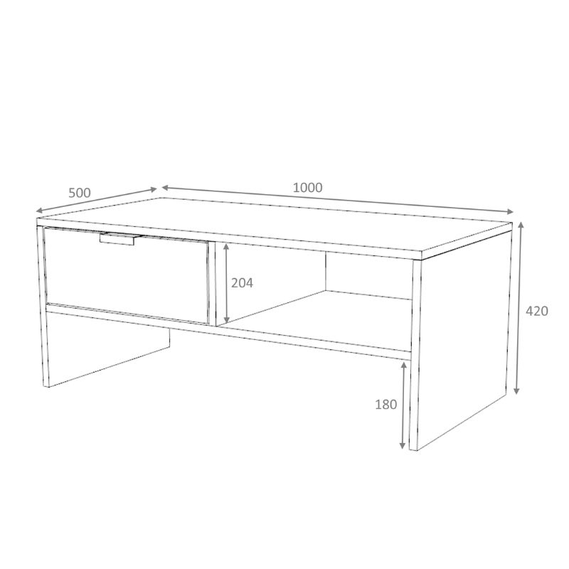 Galaxy Megapap melamine coffee table in oak color 100x50x42cm.
