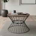 Girene Megapap metal - MDF coffee table in black - walnut Ø55x42cm.
