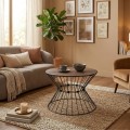 Girene Megapap metal - MDF coffee table in black - walnut Ø55x42cm.