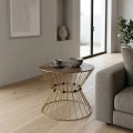 Girene Megapap metal - MDF coffee table in gold - walnut Ø55x42cm.
