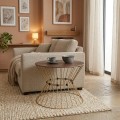 Girene Megapap metal - MDF coffee table in gold - walnut Ø55x42cm.