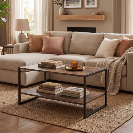 Giza Megapap melamine coffee table in smoked walnut color 90.2x50.3x50.4cm.