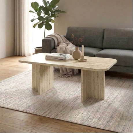 Hillary Megapap melamine coffee table in travertine color 100x60x41.8cm.
