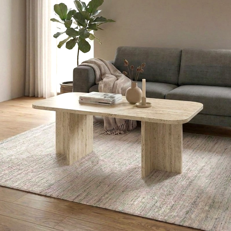 Hillary Megapap melamine coffee table in travertine color 100x60x41.8cm.