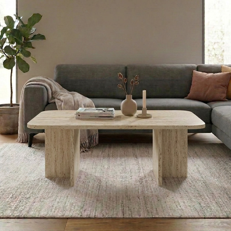 Hillary Megapap melamine coffee table in travertine color 100x60x41.8cm.