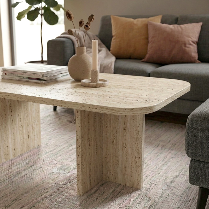 Hillary Megapap melamine coffee table in travertine color 100x60x41.8cm.