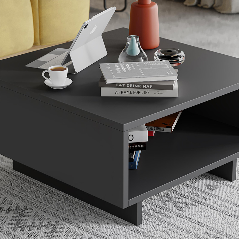 Hola Megapap melamine coffee table in anthracite color 60x60x32cm.