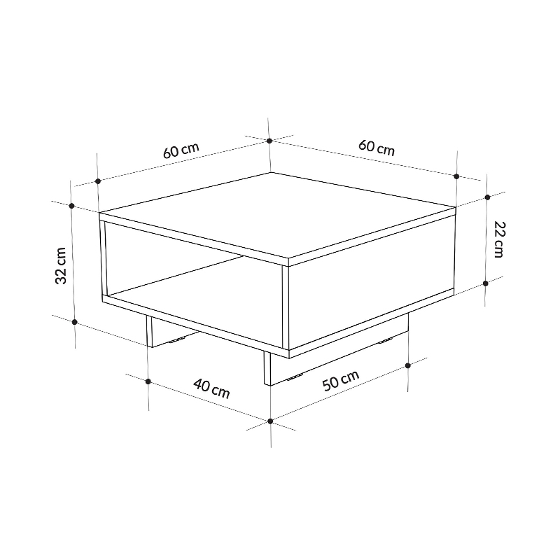 Hola Megapap melamine coffee table in anthracite color 60x60x32cm.