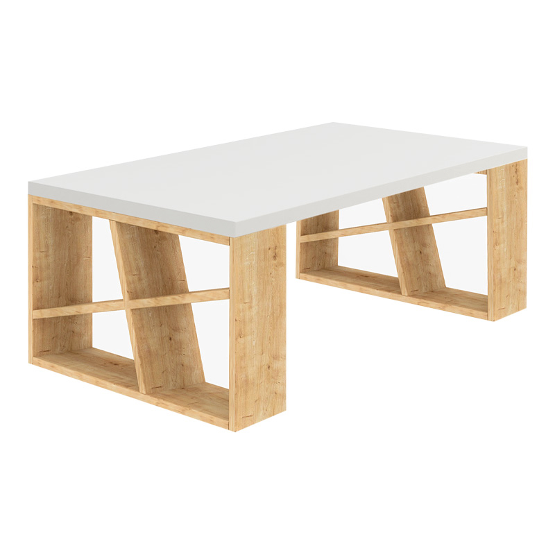 Honey Megapap melamine coffee table in oak - white color 105x60x40cm.