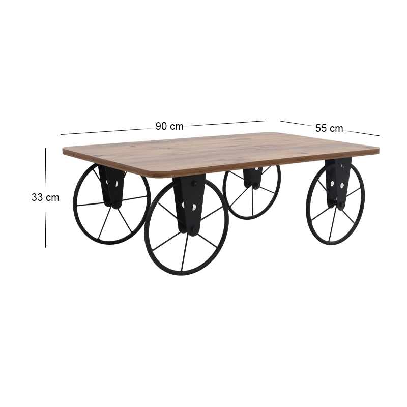 Jemmy Megapap Mdf/metallic coffee table in acacia color 90x55x33cm.