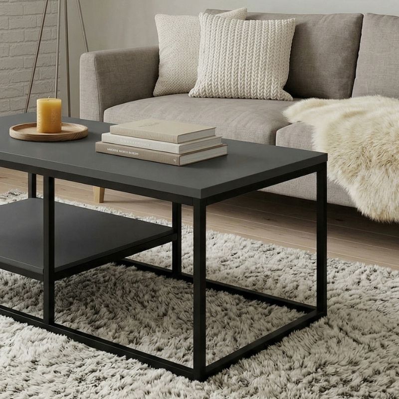 Kane Megapap metal - melamine coffe table in anthracite color 106x50x42cm.