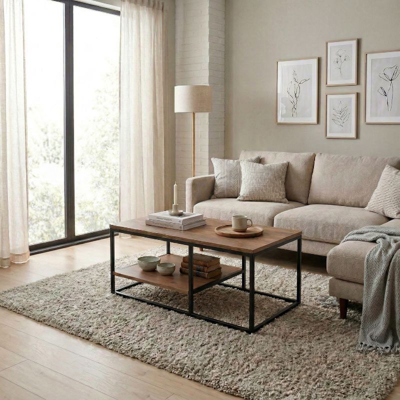 Kane Megapap metal - melamine coffe table in pine oak color 106x50x42cm.