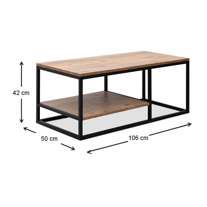 Kane Megapap metal - melamine coffe table in pine oak color 106x50x42cm.