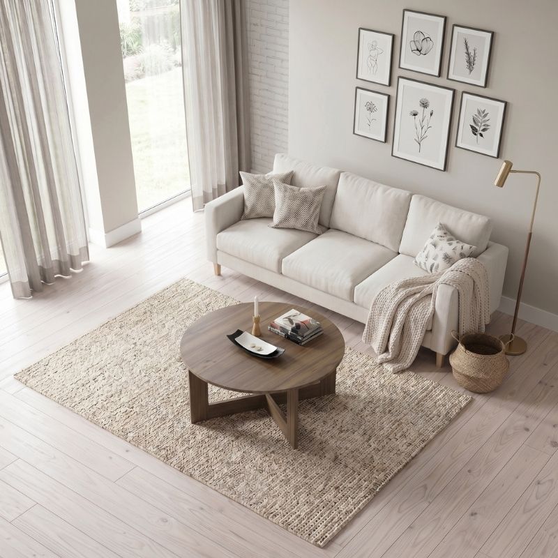 Kati Megapap melamine coffee table in walnut color Ø80x42cm.