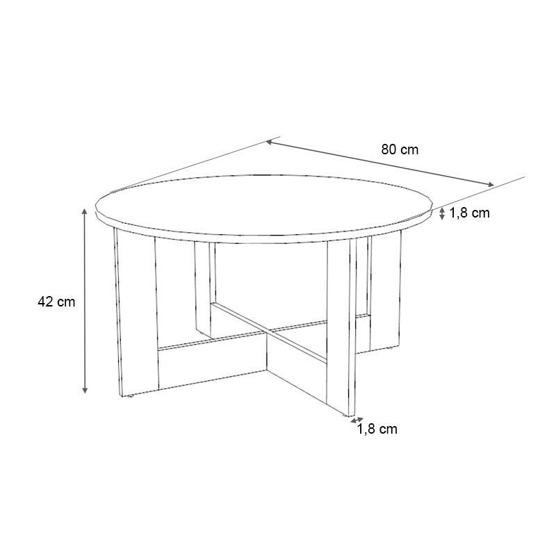Kati Megapap melamine coffee table in white color Ø80x42cm.