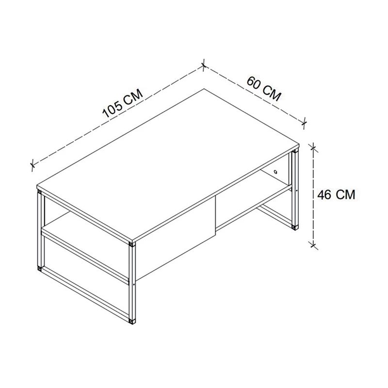 Lawrence Megapap melamine coffe table in anthracite color 106x50x42cm.