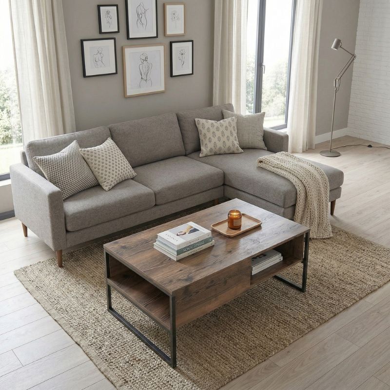 Lawrence Megapap melamine coffe table in smoked walnut color 106x50x42cm.