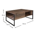 Lawrence Megapap melamine coffe table in smoked walnut color 106x50x42cm.