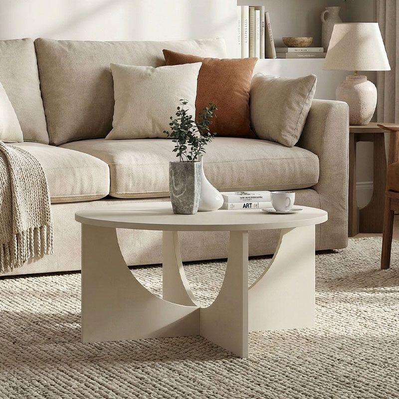 Lemmar Megapap melamine coffee table in sandstone color Ø75x36.8cm.