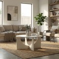 Lemmar Megapap melamine coffee table in sandstone color Ø75x36.8cm.