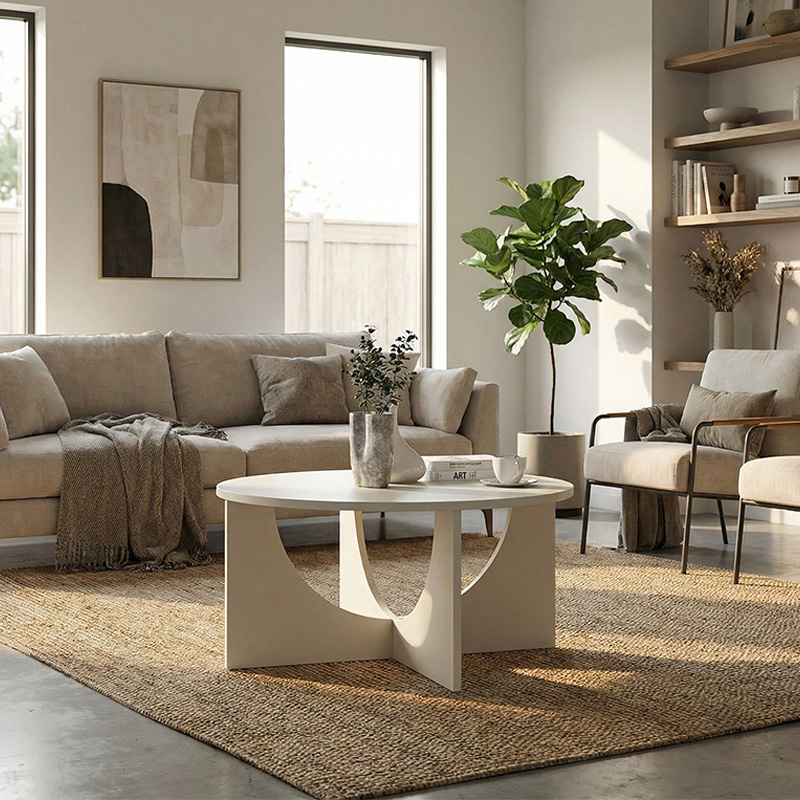 Lemmar Megapap melamine coffee table in sandstone color Ø75x36.8cm.