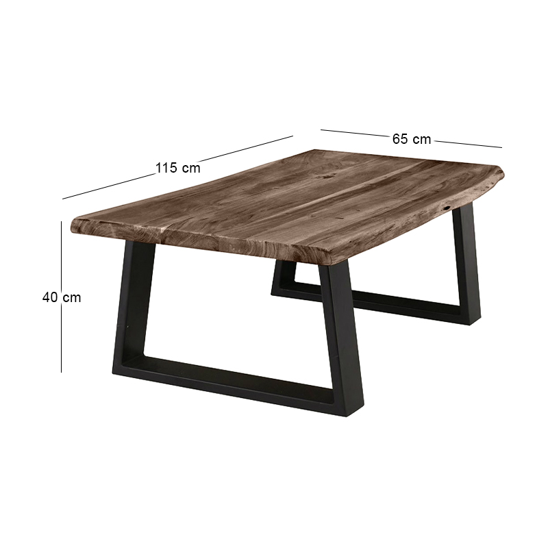 LIZARD Coffee Table 115x65 Acacia Walnut Finish (Black Paint)