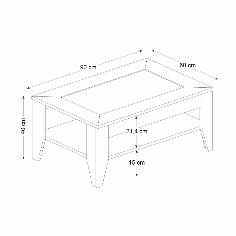 Madura Megapap melamine coffee table in sapphire color 90x60x40cm.