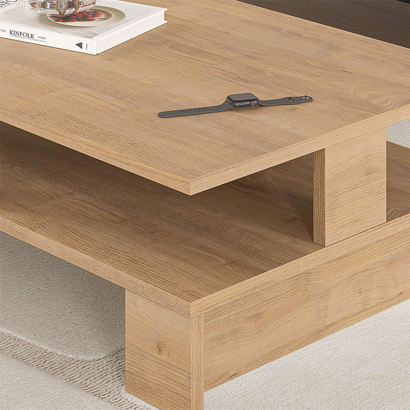 Mansu Megapap melamine coffee table in natural beech color 80x50x27cm.