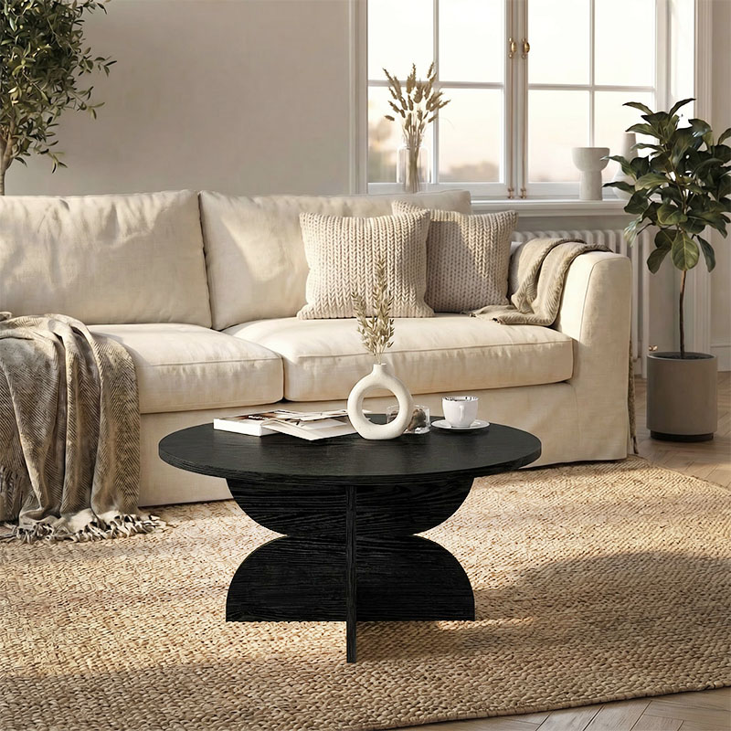 Mara Megapap melamine coffee table in sencron black color Ø75x36.8cm.