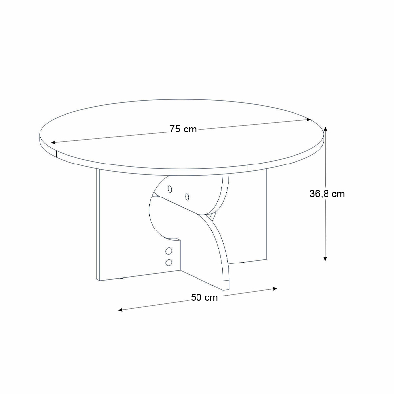 Mara Megapap melamine coffee table in sencron black color Ø75x36.8cm.