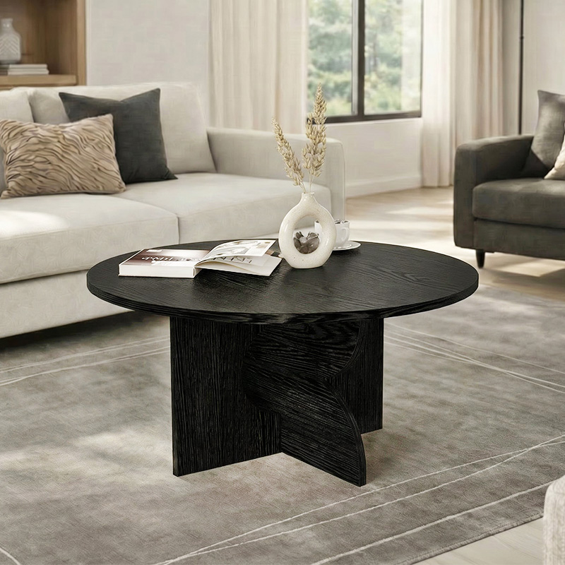 Mara Megapap melamine coffee table in sencron black color Ø75x36.8cm.