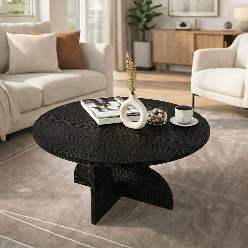 Mara Megapap melamine coffee table in sencron black color Ø75x36.8cm.