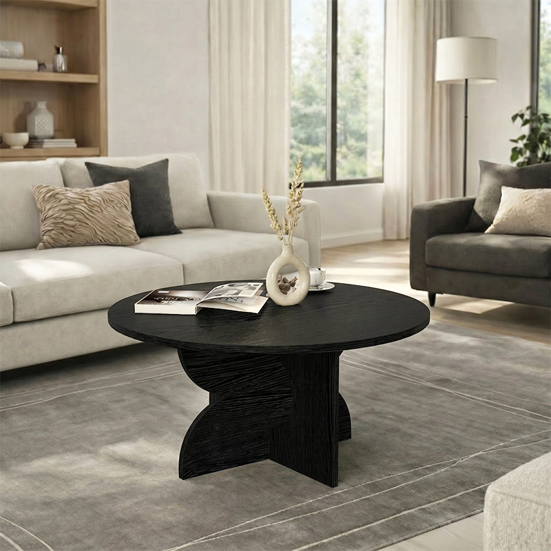 Mara Megapap melamine coffee table in sencron black color Ø75x36.8cm.