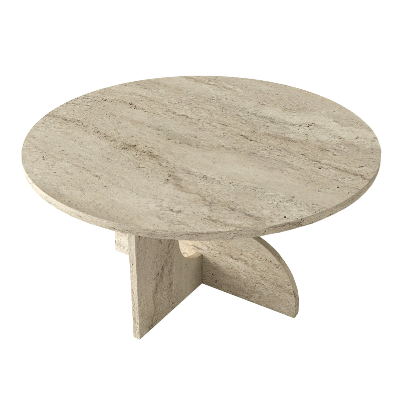 Mara Megapap melamine coffee table in travertine color Ø75x36.8cm.