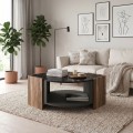 Marbel Megapap melamine coffee table in walnut - black marble effect color 75x75x40cm.