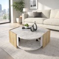Marbel Megapap melamine coffee table in sapphire oak - white marble effect color 75x75x40cm.