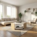 Marbel Megapap melamine coffee table in sapphire oak - white marble effect color 75x75x40cm.