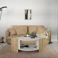 Marbel Megapap melamine coffee table in sapphire oak - white marble effect color 75x75x40cm.