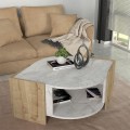 Marbel Megapap melamine coffee table in sapphire oak - white marble effect color 75x75x40cm.