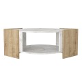 Marbel Megapap melamine coffee table in sapphire oak - white marble effect color 75x75x40cm.