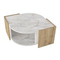 Marbel Megapap melamine coffee table in sapphire oak - white marble effect color 75x75x40cm.