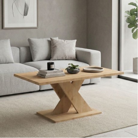 Marcello Megapap melamine coffee table in oak color 110x55x47cm.
