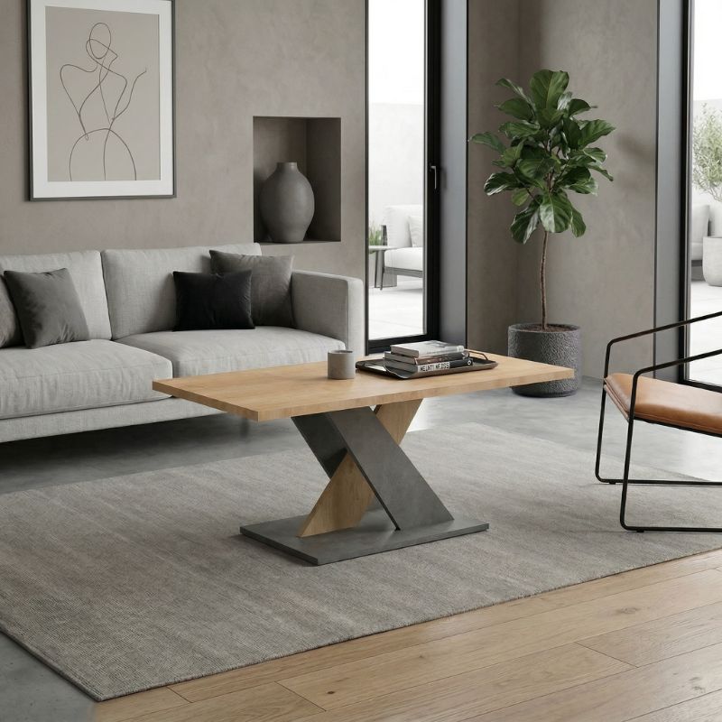 Marcello Megapap melamine coffee table in sonoma - anthracite color 110x55x48cm.