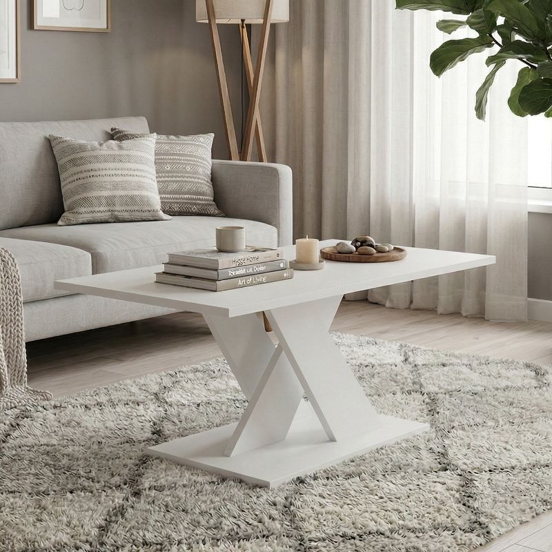 Marcello Megapap melamine coffee table in white color 110x55x47cm.