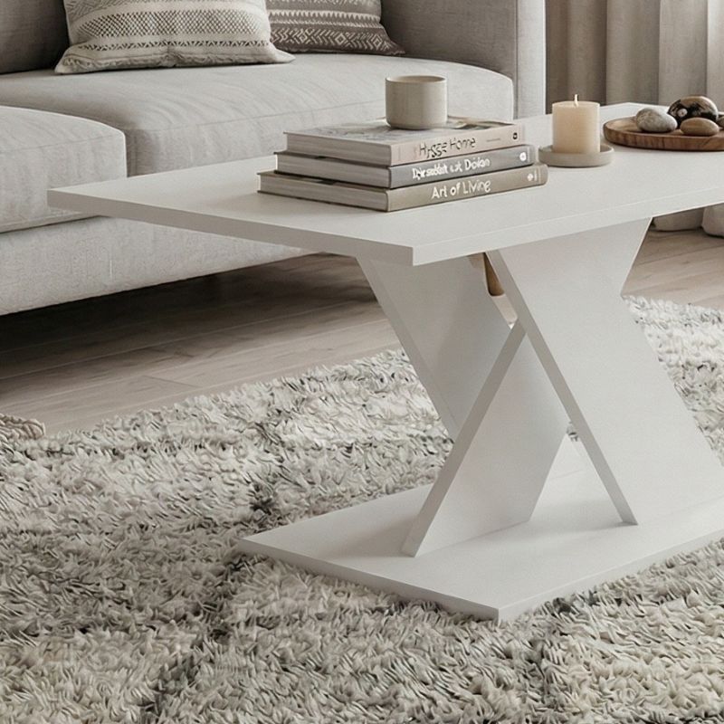 Marcello Megapap melamine coffee table in white color 110x55x47cm.